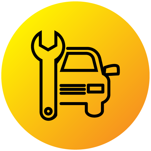 Icon of a car and tools to fix it